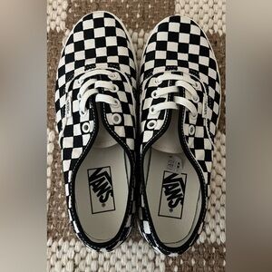 Vans - Authentic lowpro - embroidered check - black and white womens 7.5